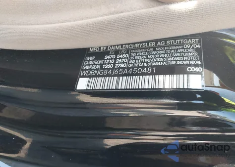 2005 Mercedes-Benz S 500 4Matic from USA, damaged, VIN WDBNG84J65A450481